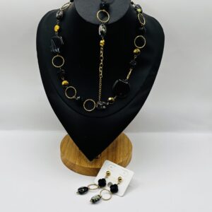 Parure pierres noires et doré