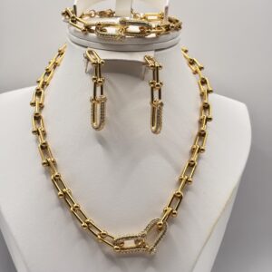 Parure tyfa. Doré 2 anneaux