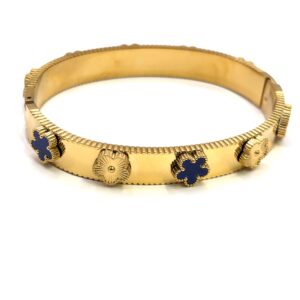 Bracelet fleure doré bleue