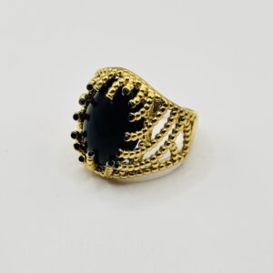 Bague perle noire  ajustable
