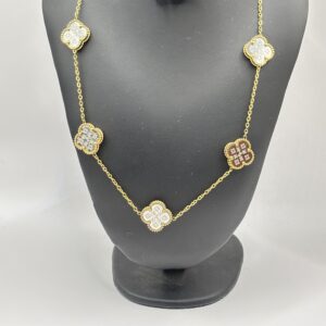 Collier trèfle doré argenté