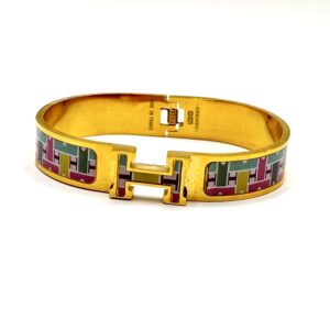 Bracelet H vert d’eau rose