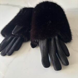 Gants avec fausse fourrure noir