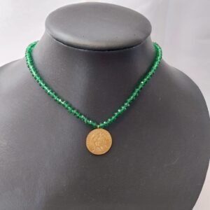 Collier perle verte et Louisa double face
