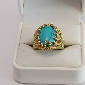 Bague bleue turquoise ajustable