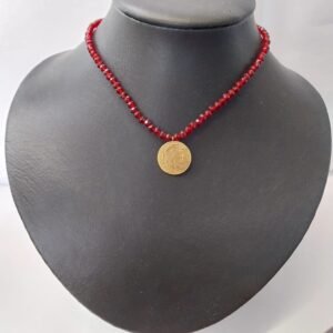 Collier perles rouge Louisa double face