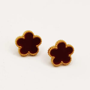 Boucles d’oreilles fleurs bordeaux