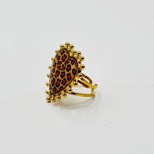 Bague cœur léopard  ajustable