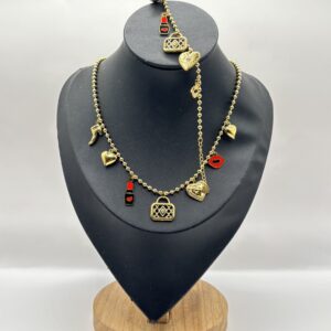 Parure bibelots doré noir rouge