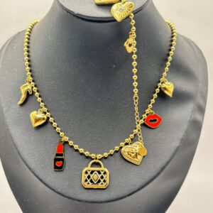 Parure bibelots doré noir rouge